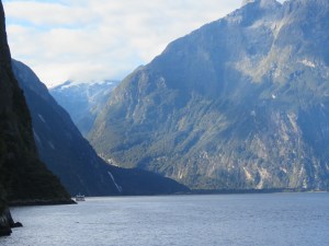 Milford Sound, boat and glacier